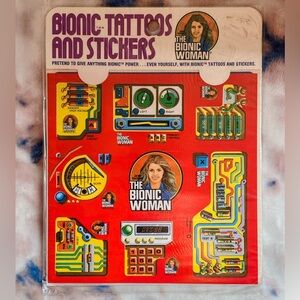 Vintage Sealed 1976 Kenner The Bionic Woman 28 Tattoos 8 Stickers Rare Find